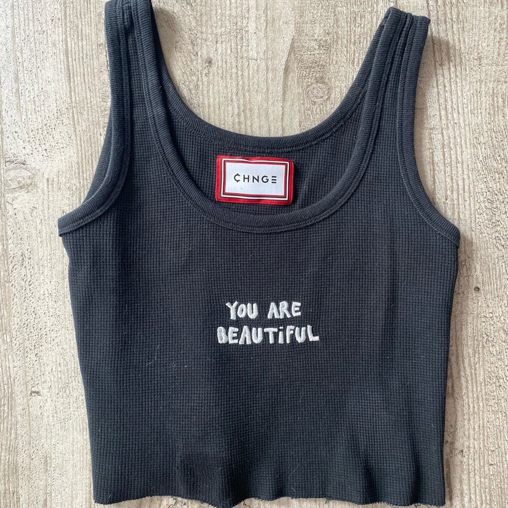 CHNGE Black Fitted Crop Tank Top